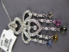 LARGE 2.86CT DIAMOND & AAA MULTI COLOR SAPPHIRE 18KT WHITE GOLD FLOATING PENDANT