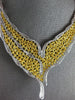 EXTRA LARGE 55.42CT WHITE & CANARY DIAMOND 18KT 2 TONE GOLD LEAF TENNIS NECKLACE