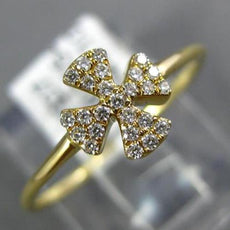 ESTATE .10CT DIAMOND 18KT YELLOW GOLD 3D CLASSIC PAVE CROSS FLOWER FUN RING