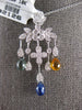 3.24CT DIAMOND & AAA MULTI COLOR SAPPHIRE 18K WHITE GOLD FLOWER FLOATING PENDANT
