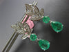 2.78CT DIAMOND & AAA EMERALD 18KT WHITE GOLD TEAR DROP CLIP ON HANGING EARRINGS
