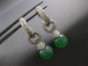 ESTATE LARGE 40.62CT DIAMOND & AAA JADE 18KT WHITE GOLD HUGGIE HANGING EARRINGS