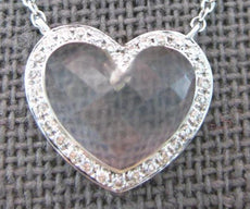 2.31CT DIAMOND & AAA LIGHT PINK QUARTZ 14KT WHITE GOLD 3D HEART LOVE NECKLACE