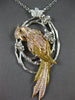 EXTRA LARGE 1.50CT MULTI COLOR DIAMOND 18K WHITE & ROSE GOLD 3D PARROT NECKLACE