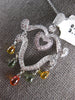 LARGE 3.48CT DIAMOND & AAA MULTI COLOR SAPPHIRE 18KT WHITE GOLD FLOATING PENDANT
