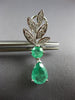 2.78CT DIAMOND & AAA EMERALD 18KT WHITE GOLD TEAR DROP CLIP ON HANGING EARRINGS