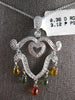 LARGE 3.48CT DIAMOND & AAA MULTI COLOR SAPPHIRE 18KT WHITE GOLD FLOATING PENDANT