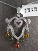 LARGE 3.48CT DIAMOND & AAA MULTI COLOR SAPPHIRE 18KT WHITE GOLD FLOATING PENDANT