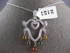 LARGE 3.48CT DIAMOND & AAA MULTI COLOR SAPPHIRE 18KT WHITE GOLD FLOATING PENDANT