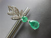 2.78CT DIAMOND & AAA EMERALD 18KT WHITE GOLD TEAR DROP CLIP ON HANGING EARRINGS