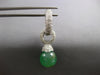 ESTATE LARGE 40.62CT DIAMOND & AAA JADE 18KT WHITE GOLD HUGGIE HANGING EARRINGS