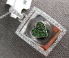 LARGE .74CT DIAMOND & AAA TSAVORITE 18KT WHITE GOLD HEART SQUARE LOCKET PENDANT