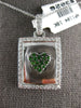 LARGE .74CT DIAMOND & AAA TSAVORITE 18KT WHITE GOLD HEART SQUARE LOCKET PENDANT