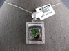 LARGE .74CT DIAMOND & AAA TSAVORITE 18KT WHITE GOLD HEART SQUARE LOCKET PENDANT