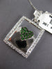 LARGE .74CT DIAMOND & AAA TSAVORITE 18KT WHITE GOLD HEART SQUARE LOCKET PENDANT