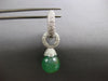 ESTATE LARGE 40.62CT DIAMOND & AAA JADE 18KT WHITE GOLD HUGGIE HANGING EARRINGS