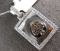 .92CT WHITE & CHOCOLATE FANCY DIAMOND 18K WHITE GOLD ACE OF SPADE LOCKET PENDANT