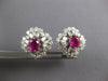 ANTIQUE 7.30CT DIAMOND & AAA PINK RUBY 18KT WHITE GOLD FLOWER CLIP ON EARRINGS