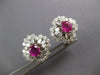 ANTIQUE 7.30CT DIAMOND & AAA PINK RUBY 18KT WHITE GOLD FLOWER CLIP ON EARRINGS