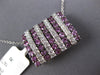 LARGE 1.89CT DIAMOND & AAA PINK SAPPHIRE 18K WHITE GOLD MULTI ROW SLIDER PENDANT