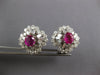 ANTIQUE 7.30CT DIAMOND & AAA PINK RUBY 18KT WHITE GOLD FLOWER CLIP ON EARRINGS