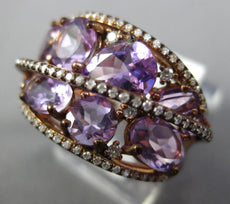 WIDE 4.60CT DIAMOND & AAA AMETHYST 14K ROSE GOLD OVAL & ROUND CRISS CROSS RING