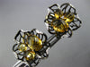 LARGE 3.80CT DIAMOND & CITRINE 14KT YELLOW & BLACK GOLD FLOWER CLIP ON EARRINGS