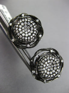 ESTATE .80CT DIAMOND 14KT BLACK GOLD 3D CLUSTER FLOWER CLIP ON FUN EARRINGS