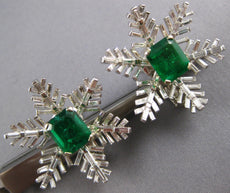 ANTIQUE 6.46CT DIAMOND & AAA EMERALD 18KT WHITE GOLD & PLATINUM CLIP ON EARRINGS