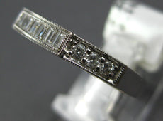 .40CT DIAMOND 18K WHITE GOLD ROUND & BAGUETTE FILIGREE MILGRAIN ANNIVERSARY RING