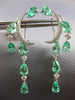 LARGE 6.01CT DIAMOND & AAA EMERALD 18KT WHITE GOLD MOON CLIP ON HANGING EARRINGS