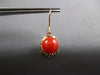 .22CT DIAMOND & AAA CORAL 18KT YELLOW GOLD 3D LEVERBACK HANGING EARRINGS #27180