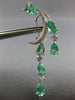 LARGE 6.01CT DIAMOND & AAA EMERALD 18KT WHITE GOLD MOON CLIP ON HANGING EARRINGS