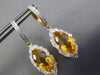 4.52CT DIAMOND & CITRINE 14K 2 TONE GOLD ROUND & MARQUISE LEAF HANGING EARRINGS