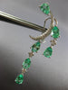 LARGE 6.01CT DIAMOND & AAA EMERALD 18KT WHITE GOLD MOON CLIP ON HANGING EARRINGS