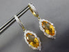4.52CT DIAMOND & CITRINE 14K 2 TONE GOLD ROUND & MARQUISE LEAF HANGING EARRINGS