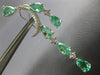 LARGE 6.01CT DIAMOND & AAA EMERALD 18KT WHITE GOLD MOON CLIP ON HANGING EARRINGS