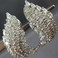 ESTATE LARGE 5.0CT DIAMOND 14K WHITE GOLD 3D MULTI LEAF CLIP ON HANGING EARRINGS