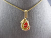 .15CT DIAMOND & AAA CORAL 18KT YELLOW GOLD 3D TEAR DROP FLOATING PENDANT #27182