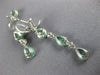 LARGE 6.01CT DIAMOND & AAA EMERALD 18KT WHITE GOLD MOON CLIP ON HANGING EARRINGS