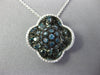 1.25CT WHITE & BLUE DIAMOND 14K WHITE GOLD 4 LEAF CLOVER FLOWER FLOATING PENDANT