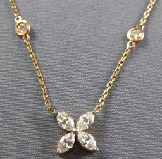 1.11CT DIAMOND 14K ROSE GOLD FLOWER MARQUISE & ROUND BY THE YARD LOVE NECKLACE