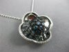 1.25CT WHITE & BLUE DIAMOND 14K WHITE GOLD 4 LEAF CLOVER FLOWER FLOATING PENDANT