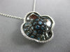 1.25CT WHITE & BLUE DIAMOND 14K WHITE GOLD 4 LEAF CLOVER FLOWER FLOATING PENDANT