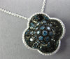 1.25CT WHITE & BLUE DIAMOND 14K WHITE GOLD 4 LEAF CLOVER FLOWER FLOATING PENDANT