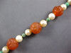 EXTRA LONG AAA CARVED CARNELIAN & GREEN TURQUOISE & PEARL 3D FUN NECKLACE #27196