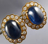LARGE 20CT DIAMOND & AAA CABOCHON SAPPHIRE 18KT YELLOW GOLD 3D CLIP ON EARRINGS