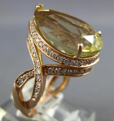 8.73CT DIAMOND & AAA LEMON QUARTZ 14KT ROSE GOLD PEAR SHAPE INFINITY LOVE RING