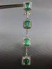 LARGE 4.62CT DIAMOND & AAA EMERALD 18KT WHITE GOLD 3D CLIP ON HANGING EARRINGS