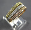 ESTATE WIDE .52CT DIAMOND 14KT TRI COLOR GOLD MULTI ROW SWIRL STACKABLE FUN RING
